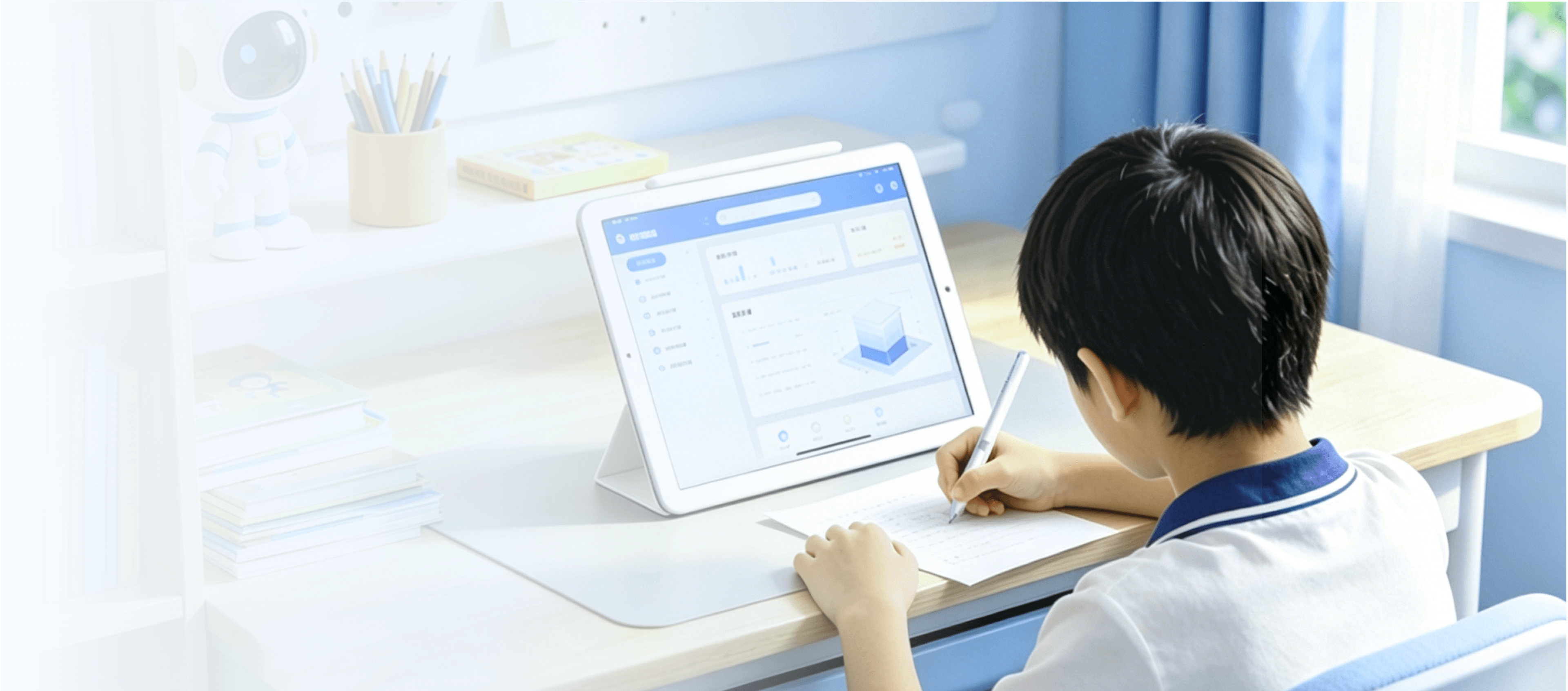 Student writing with the Xcribe pen while AI analyses the work